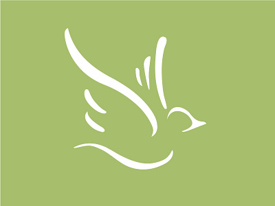 Dove Logo bird dove flat flying green icon logo negative space peace simple symbol wings