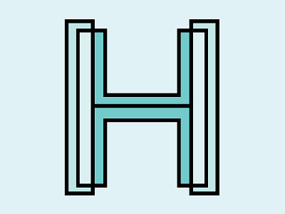 H Logo double geometric green h line linear logo modern