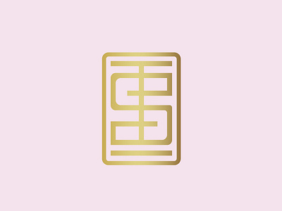 Teri Shields Interiors brand gold i ligature logo mark pink s seal stamp t