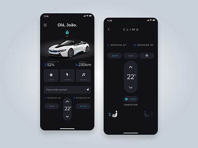 Car Control UI Concept air condition app automotive autonome bmw gps location temperature ux vehicle