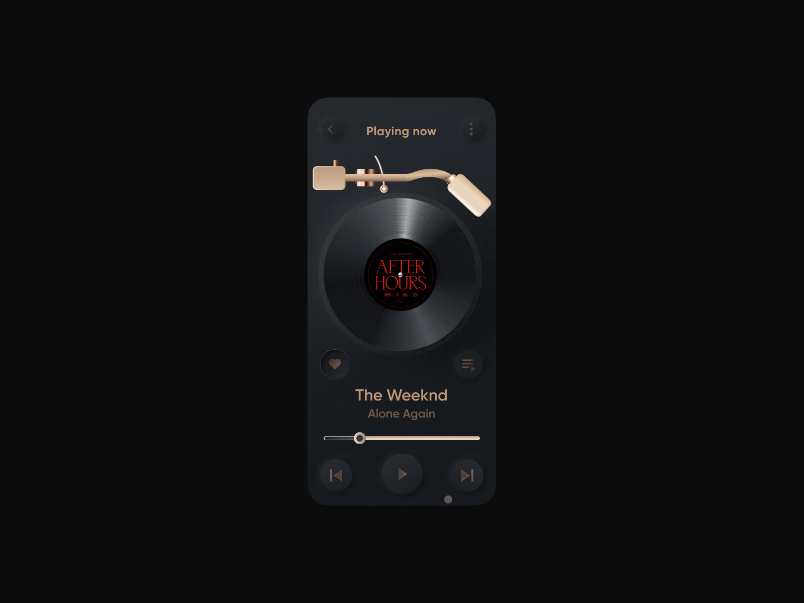 Neumorphism Vinyl Player app application black design gold interface music music app music player neumorphism player ui vintage vinyl