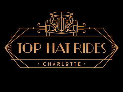 Top Hat Rides Logo art deco car rental gatsby gold top hat vintage
