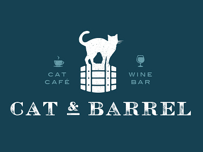 Cat & Barrel Cat Cafe Logo barrel cafe cat cafe cats coffee wine
