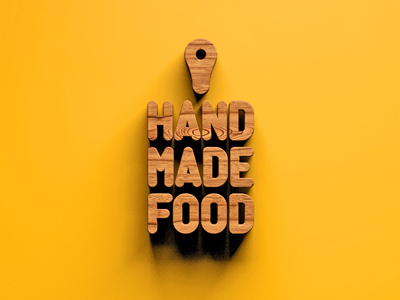 Hand Made Food 3d branding cinema4d font food logo render typography wood yellow