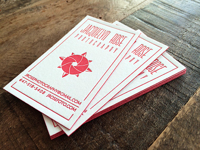 Jacquelyn Rose Photography - Business Cards business cards letterpress logo photography red