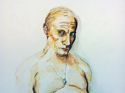 Vladimir with chain portrait putin watercolor