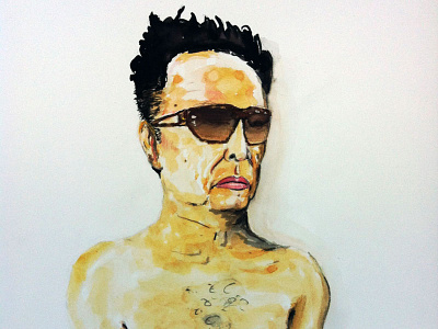 Kim with Glasses north korea portrait watercolor