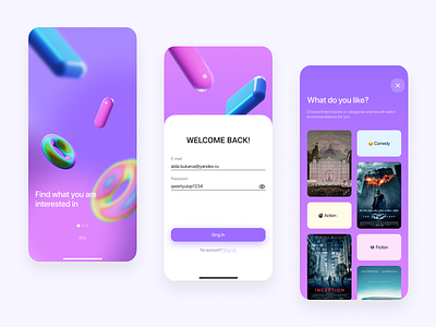 Cinema App app design interface sing in ui uiux ux