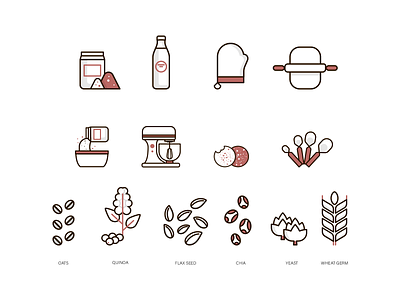 Icon design branding chia design flaxs seed graphicdesign icondesign illustration illustrator oats quinoa vector wheat germ yeast