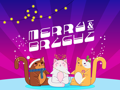 Merry and bright cat christmas design graphicdesign happy holidays icon illustration illustrator lettering letters vector