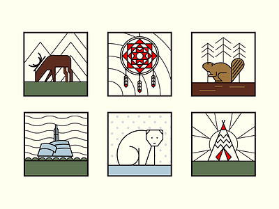 canada icons beaver bison branding canada canada day design graphic design icon illustration illustrator logo polar bear vector