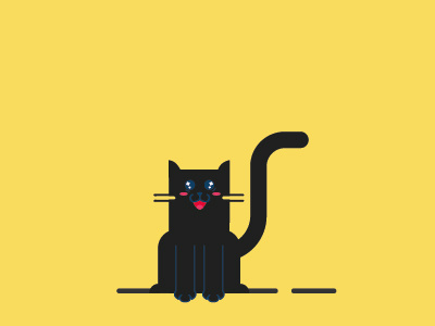 Black cat icon flat style. Isolated on yellow background. Vector  illustration 6330054 Vector Art at Vecteezy