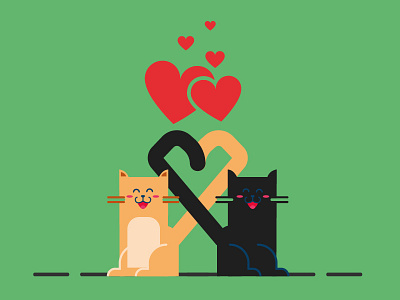 Illustration cat love black cat graphicdesign illustration kitty love vector