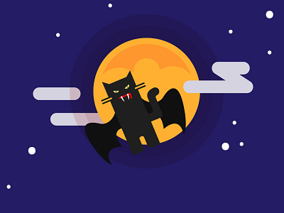 Vampire Cat black cat graphicdesign halloween illustration kitty vampire vector