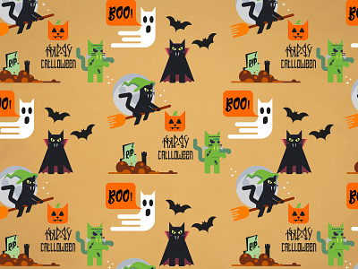 Catlloween Pattern black boo! cat graphicdesign halloween happycatlloween illustration pattern vector