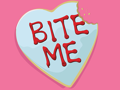 Bite Me Vday bite cookie day digital holiday illustration me valentines vday vector