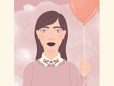 The Girl With the Balloon artist balloon digital fashion floating flowers girl illustration philadelphia pink purple sweater