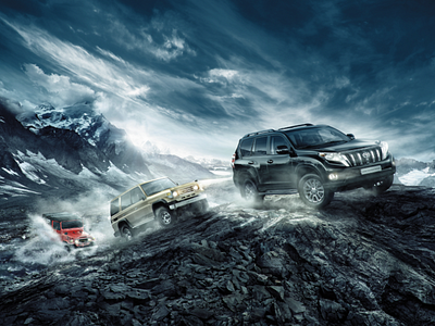 Print campaign for Toyota Land Cruiser 3d adversting banner car graphic design illustration key visual poster toyota