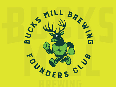 Bucks Mill Brewing Founding Members Badge badge beer brewery buck illustration lakes mascot minnesota