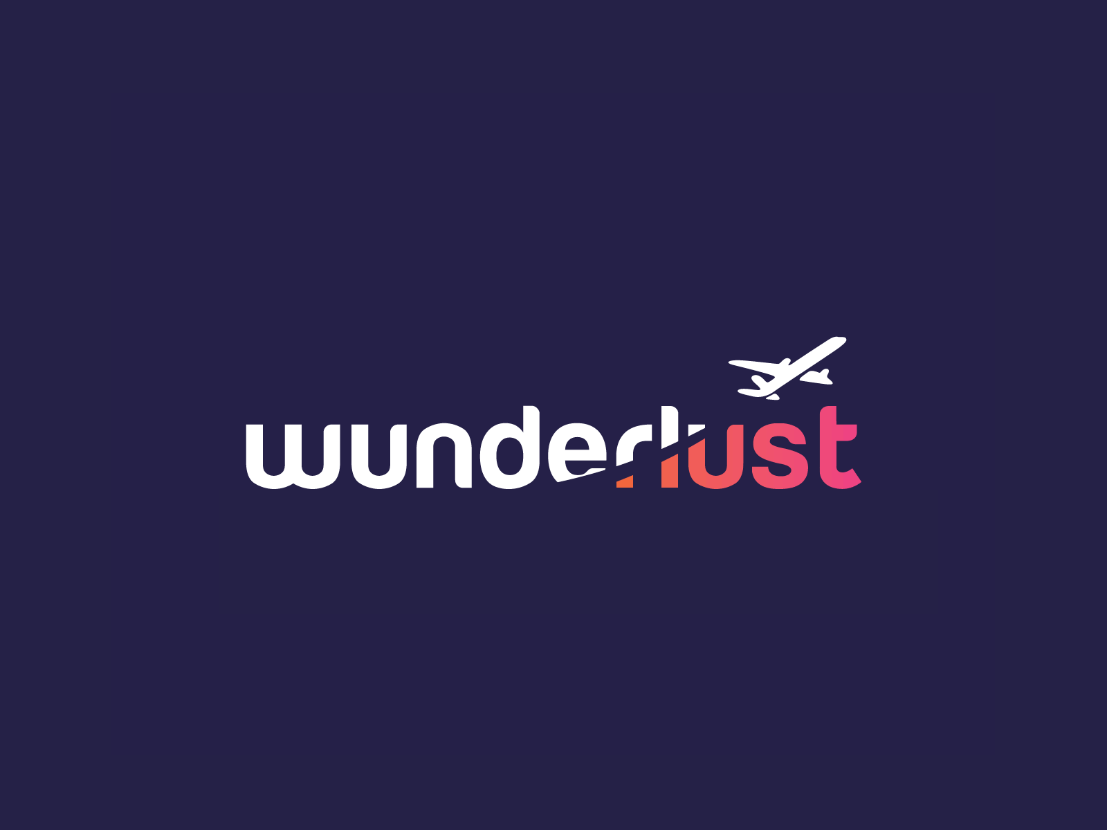 Wunderlust aeroplane branding construction flight icon iconography logo logodesign logotype plane travel type vector wonderlust wordmark