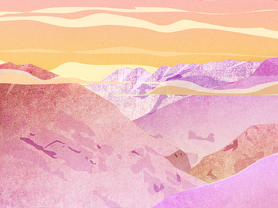 Fold Mountains clouds color colour colour and lines colour palette colourful creative gorge illustration illustration art illustrator light lines mountains photoshop pink sky texture vector yellow