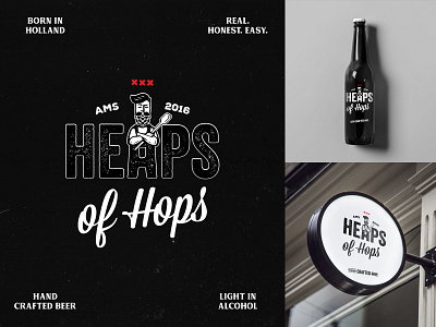 Heaps of Hops amsterdam bar beer brand branding brew brewery brewery branding brewery logo craft design icon identity identity design illustration lager light logo packaging vector