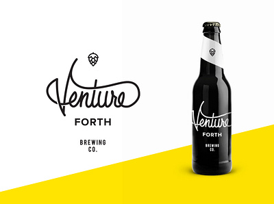 Venture Forth beer beer branding bottle brand brand design brand identity branding brewery craftbeer design hops icon packaging silkscreen type yellow