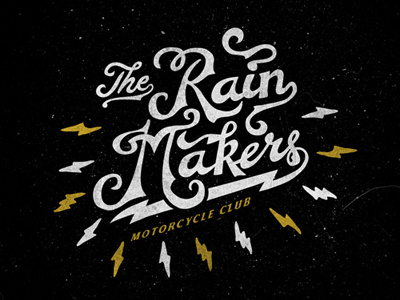 Rain Makers bike club cycle hand lettering motor rad script type wordmark