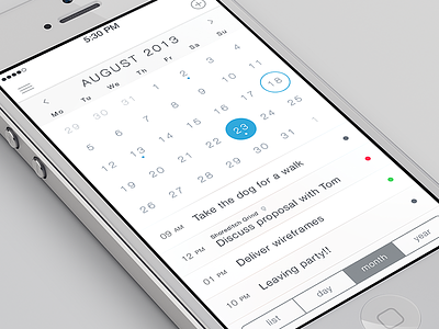 iOS7 Calendar App 7 calendar clean flat fresh ios ios7 iphone minimal redesign simple ui