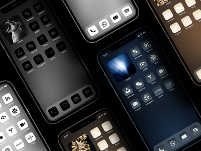 Monochrome Icons - Graphite, Gold, Silver, B&W & Midnight Blue icons iphone 12