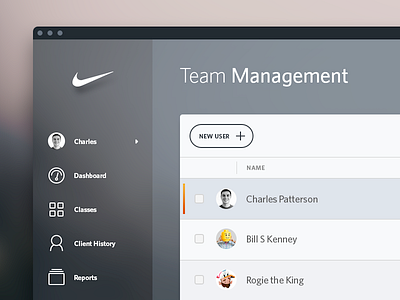 Management admin dashboard flat menu search sidebar team ui ux