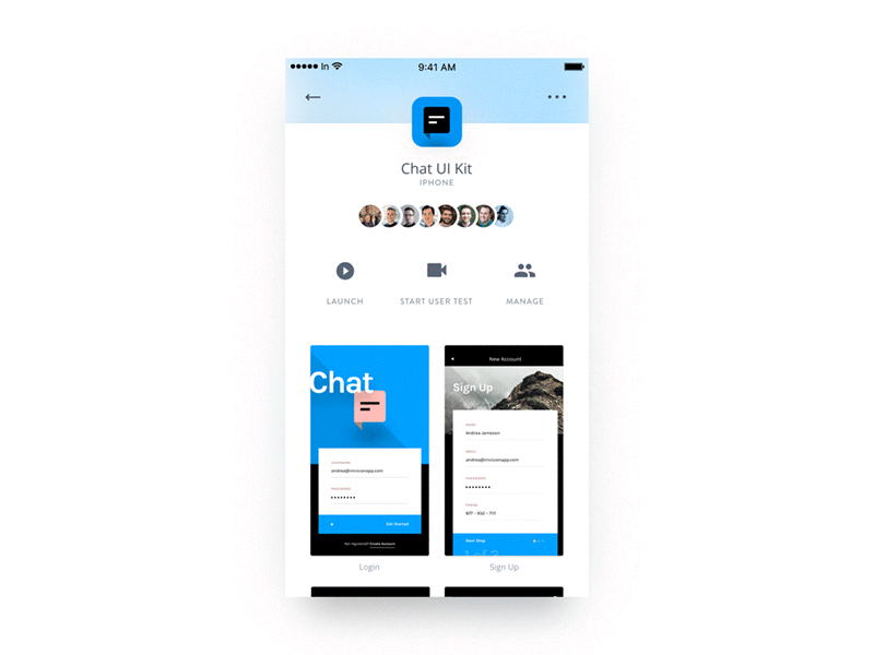 Screens View animation blur cards collaboration design invision mobile ios projects prototype scroll ui