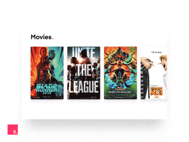 InVision Studio — Movies concept cards design drag hover invision motion movies studio swipe
