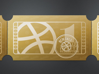 Redeemed! dribbble first throw gold gold ticket icon pattern perforation realistic redeemed texture ticket token ui