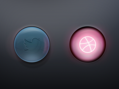 Twitter & Dribbble button dribbble glow icon playoff social social icons twitter ui
