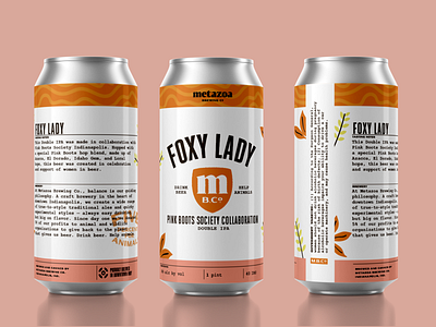 Foxy Lady Can Art Mockup beer branding brewery can art package design
