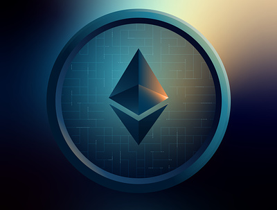 Ethereum coin crypto cryptocurrency digital eth illustration vector