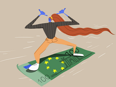 Sweet, sweet payday drawing euro illustration money payday surf