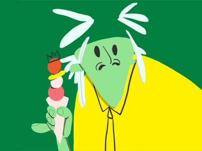 Basquiat basquiat character cone crown drawing green ice cream illustration portrait yellow