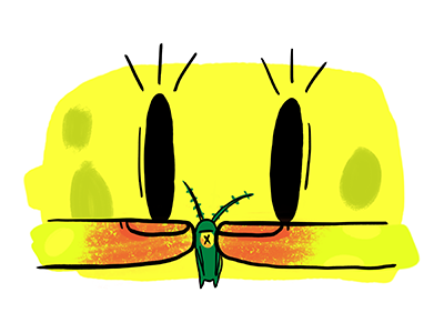 Sponge Bob cartoon character drawing fingers illustration plankton portrait sponge bob