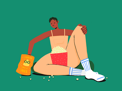 Snackin character character design chips design drawing illustration popcorn portrait snack