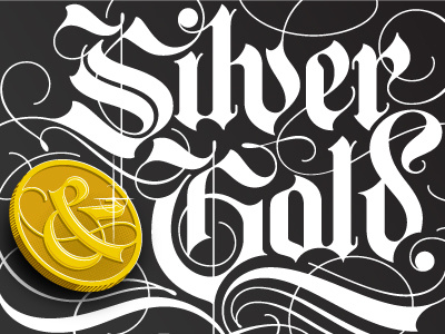 Silver & Gold Invert lettering hand lettering blackletter