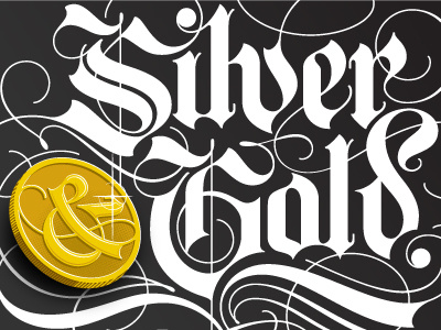 Silver & Gold Invert blackletter hand lettering lettering