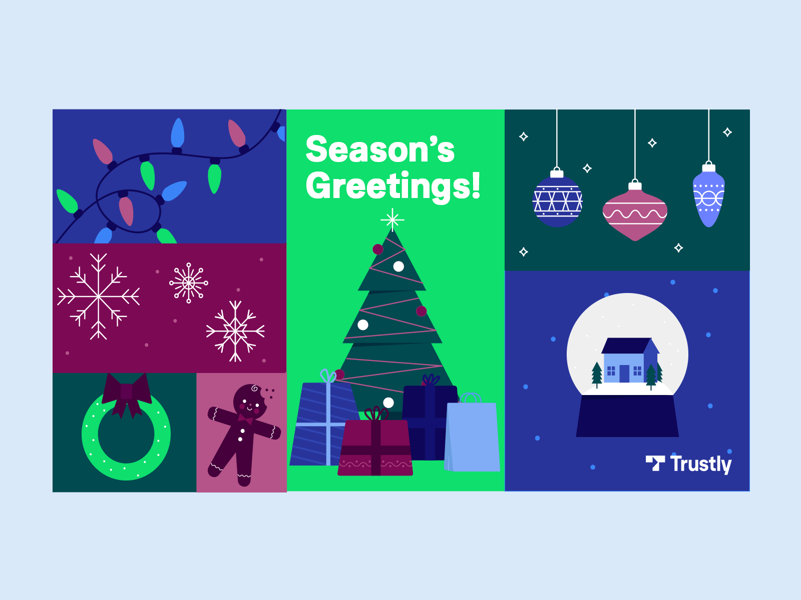 Trustly Holiday Banner christmas tree corporate holiday design gif holiday design holiday feelings holiday gift holiday shopping holiday2020 illustration seasons greetings trustly visual design