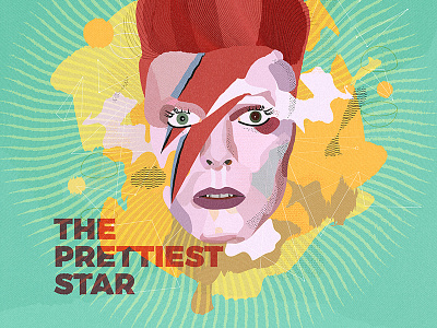 Ziggy Stardust bowie genious glam illustration music pop rock vector