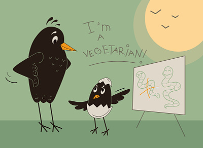 Птенец-вегетарианец illustration
