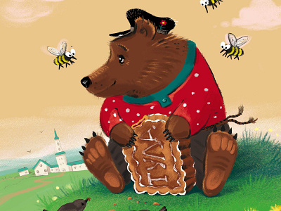 Русский медведь с тульским пряником illustration