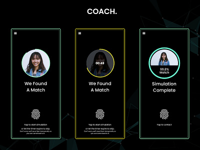 Coach - Black Mirror Inspired Dating App app blackmirror dating dating app datingapp design future futuristic movie movie tech quantum computing ui uiux ux uxui
