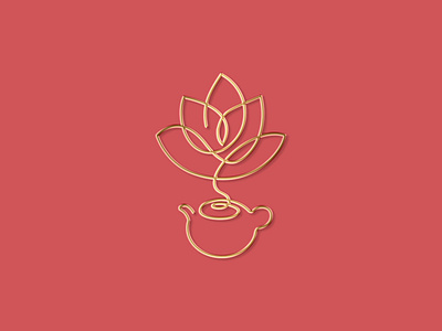 Symbol Design, continuous line branding graphic design illustration logo lotus logo tea logo
