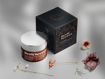 Herb' Secret High-End Cosmetics Packaging Design branding cosmetics packaging graphic design illustrated packaging vector art